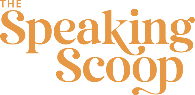 Speaking scoop logo in orange.